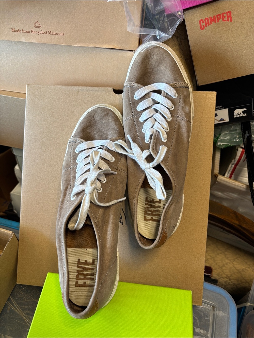 Frye Women’s Taupe Suede Lace-Up Sneakers